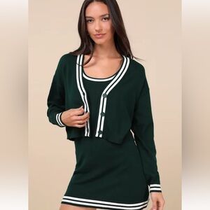 Lulu’s Charming Duo Two-Piece Sweater Dress & Cardigan Set